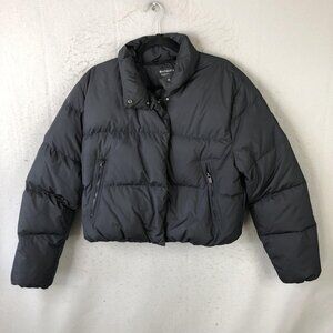 Athleta Jacket Womens Large Black Puffer Down Short Cropped Full Zip Winter